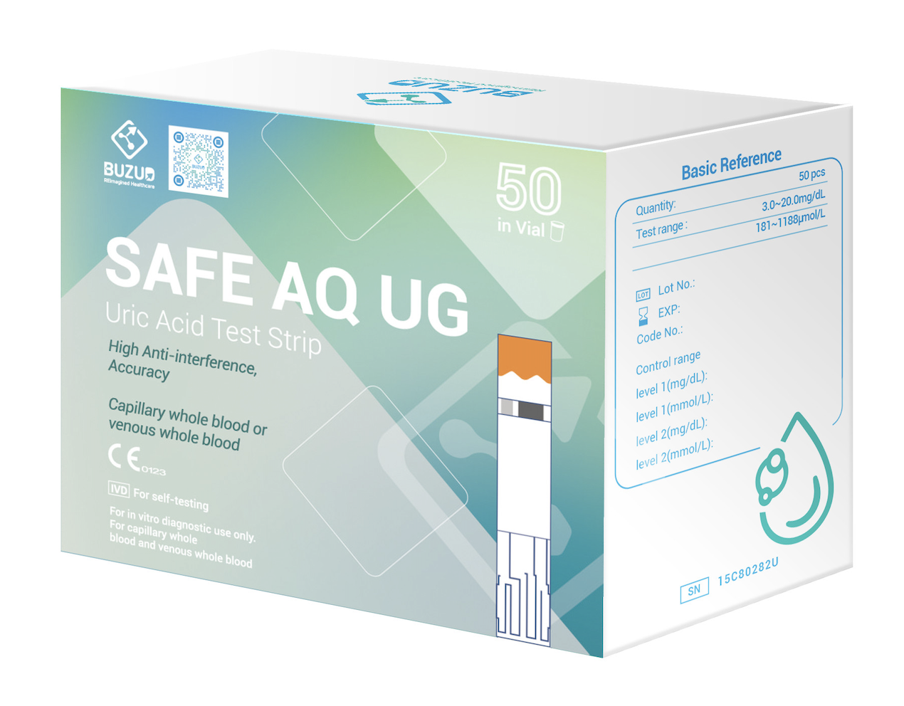 BUZUD Safe AQ UG Uric Acid Test Strip