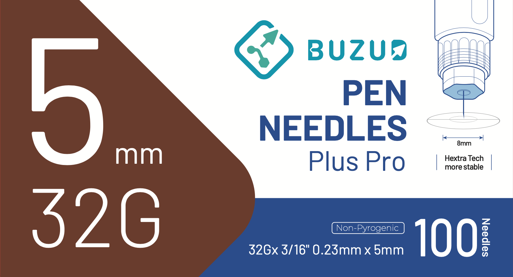 BUZUD Pen Needles Plus Pro 32G 5mm 